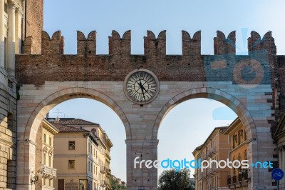 Ancient City Gate Of Verona Stock Photo