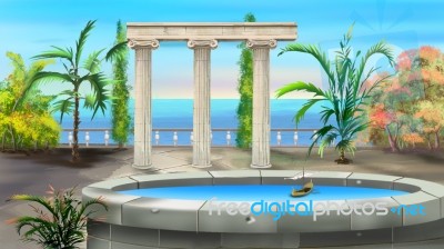 Ancient Colonnade Illustration Stock Image