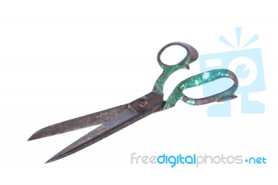 Ancient Old Scissors Stock Photo