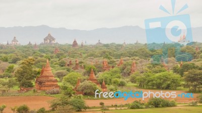 Ancient Pagodas In Bagan Mandalay, Myanmar Stock Photo