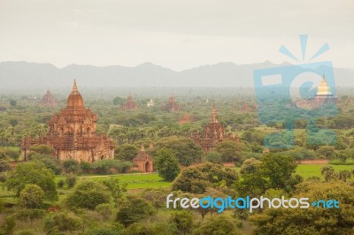 Ancient Pagodas In Bagan Mandalay, Myanmar Stock Photo