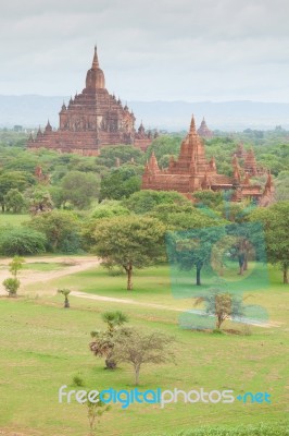 Ancient Pagodas In Bagan Mandalay, Myanmar Stock Photo