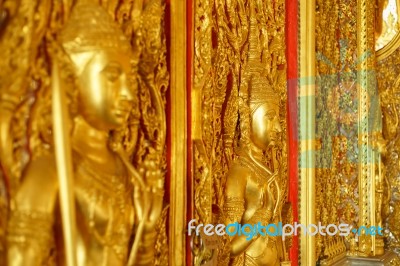 Ancient Thai Art Pattern In Wat Thasung Stock Photo