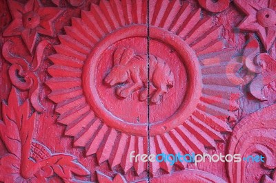 Ancient Wooden Carving Stock Photo