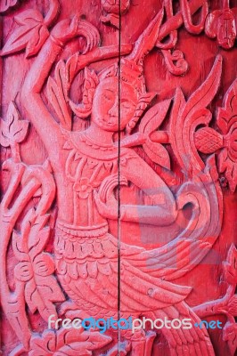 Ancient Wooden Carving Stock Photo