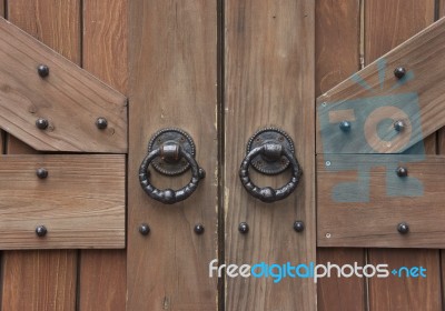 Ancient Wooden Gate Stock Photo