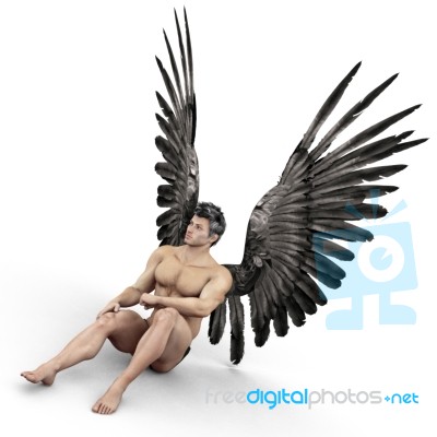 Angel Man Sitting Stock Image