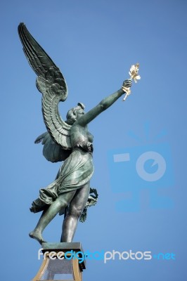 Angel On Top Of A Column On The Cechuv Most Bridge In Prague Stock Photo