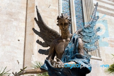 Angel Statue Outside Verona Cathedral Stock Photo