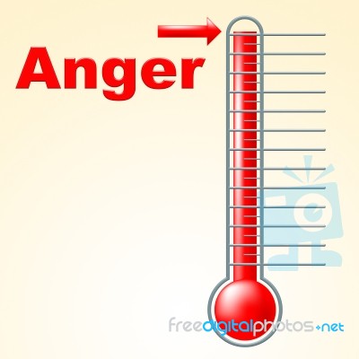 Anger Thermometer Indicates Cross Irritated And Temperature Stock Image