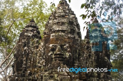 Angkor Thom North Gate Stock Photo