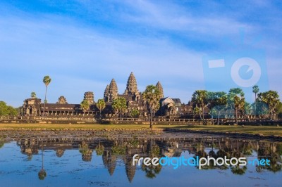 Angkor Wat Temple Reflection In The Pond Water Stock Photo