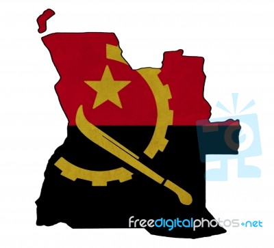 Angola Map On Angola Flag Drawing ,grunge And Retro Flag Series Stock Image