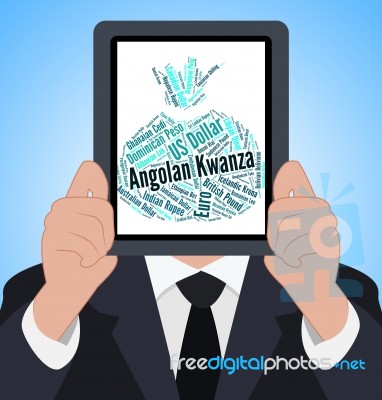 Angolan Kwanza Indicates Exchange Rate And Aoa Stock Image