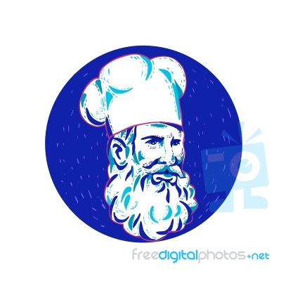 Angry Bearded Chef Circle Doodle Stock Image