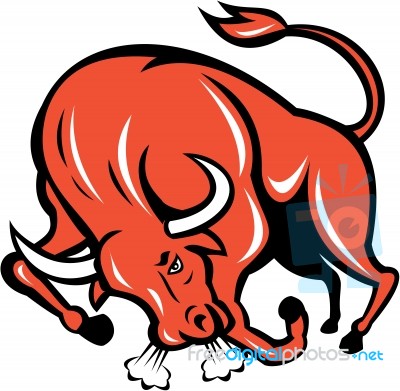 Angry Bull Charging Cartoon Stock Image