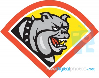 Angry Bulldog Mongrel Head Diamond Cartoon Stock Image