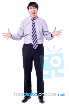 Angry Businessman Screaming Stock Photo