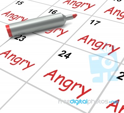 Angry Calendar Means Fury Rage And Resentment Stock Image