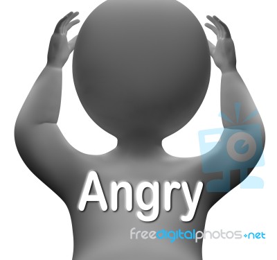 Angry Character Means Mad Outraged Or Furious Stock Image