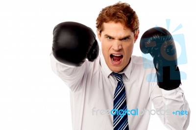 Angry Corporate Guy In Action Stock Photo