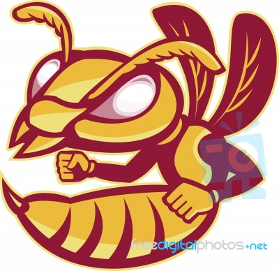 Angry Female Hornet Mascot Cartoon Stock Image