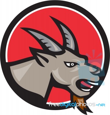 Angry Goat Head Circle Retro Stock Image