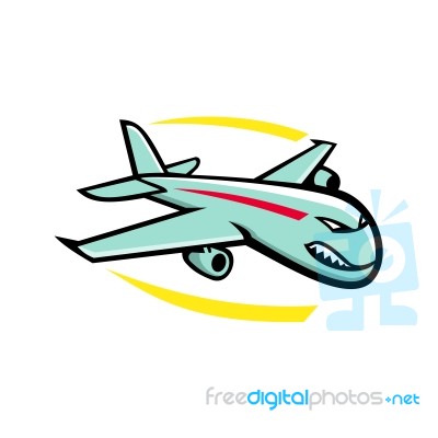 Angry Jumbo Jet Plane Mascot Stock Image