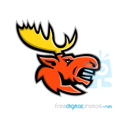 Angry Moose Head Mascot Stock Image