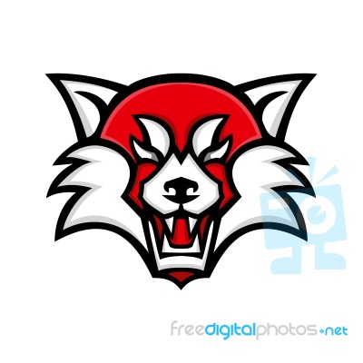 Angry Red Panda Head Mascot Stock Image