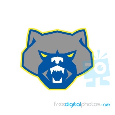 Angry Wolverine Head Front Retro Stock Image