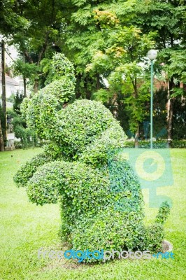 Animal Elephant Shaped Decorative Green Park Stock Photo