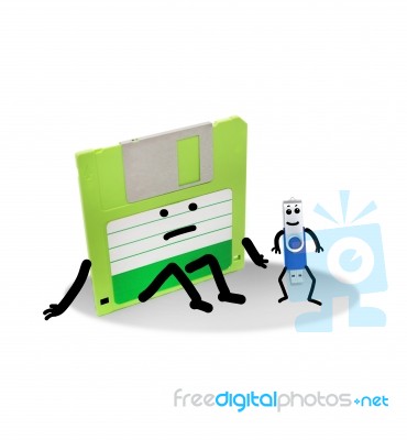 Animated Floppy And Usb Disk Stock Photo