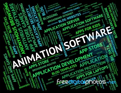 Animation Software Indicating Program Programs And Text Stock Image