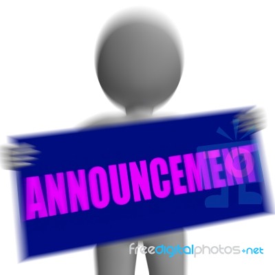 Announcement Sign Character Displays Corporate Communication Or Stock Image