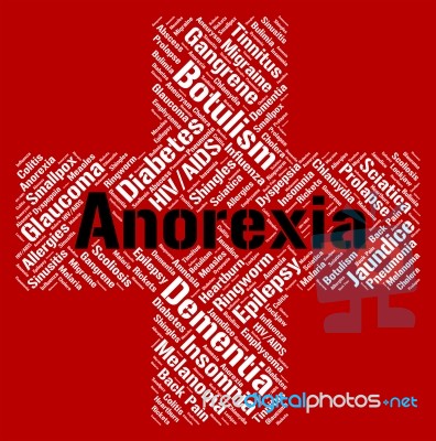 Anorexia Word Represents Food Aversion And Ailment Stock Image