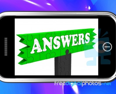 Answers Sign On Smartphone Shows Support Stock Image