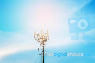 Antenna On The Sky Stock Photo