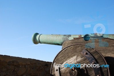 Antique Cannon Weapon (sky Background) Stock Photo