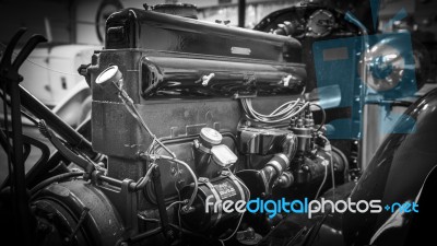 Antique Car Engine Stock Photo