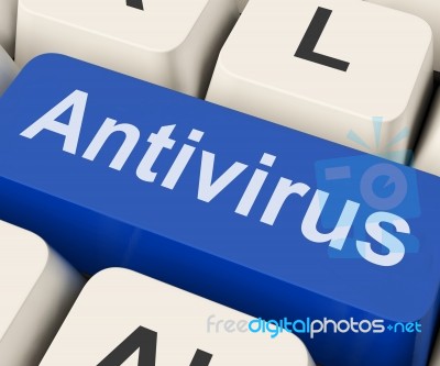 Antivirus Key Means Protection
 Stock Image