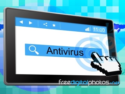 Antivirus Online Shows World Wide Web And Firewall Stock Image