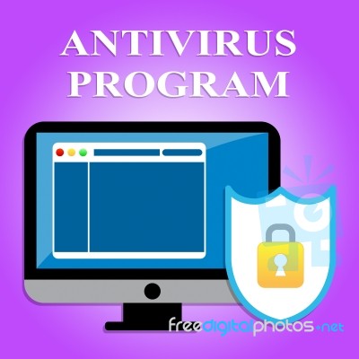 Antivirus Program Indicates Malicious Software And Defense Stock Image