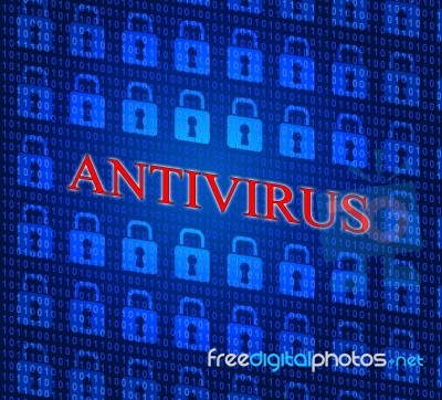 Antivirus Security Represents Malicious Software And Defense Stock Image