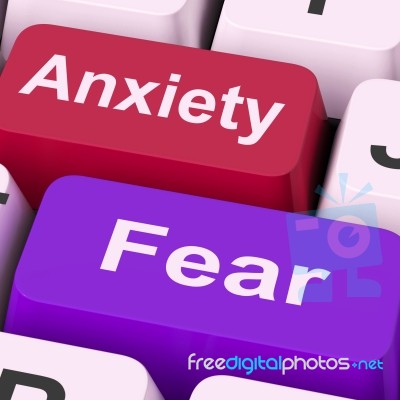 Anxiety Fear Keys Means Anxious And Afraid Stock Image