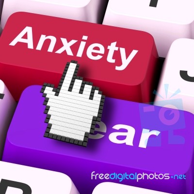 Anxiety Fear Keys Mouse Means Anxious And Afraid Stock Image