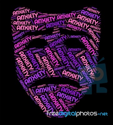 Anxiety Word Represents Unease Worry And Suspense Stock Image