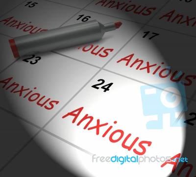 Anxious Calendar Displays Worried Tense And Uneasy Stock Image