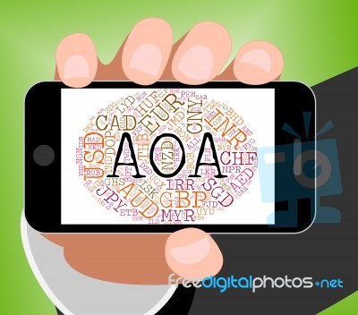 Aoa Currency Represents Worldwide Trading And Coinage Stock Image