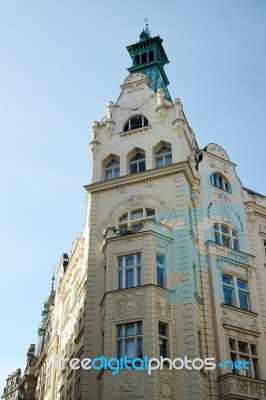 Apartment Block In The Jewish Quarter Of Prague Stock Photo